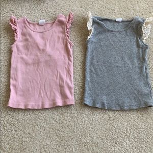 Twin girls ruffle sleeve tank tops